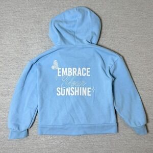 Cat & Jack Hoodie Kids M 8 Blue Zip Up Butterfly Graphic Fleece Jacket